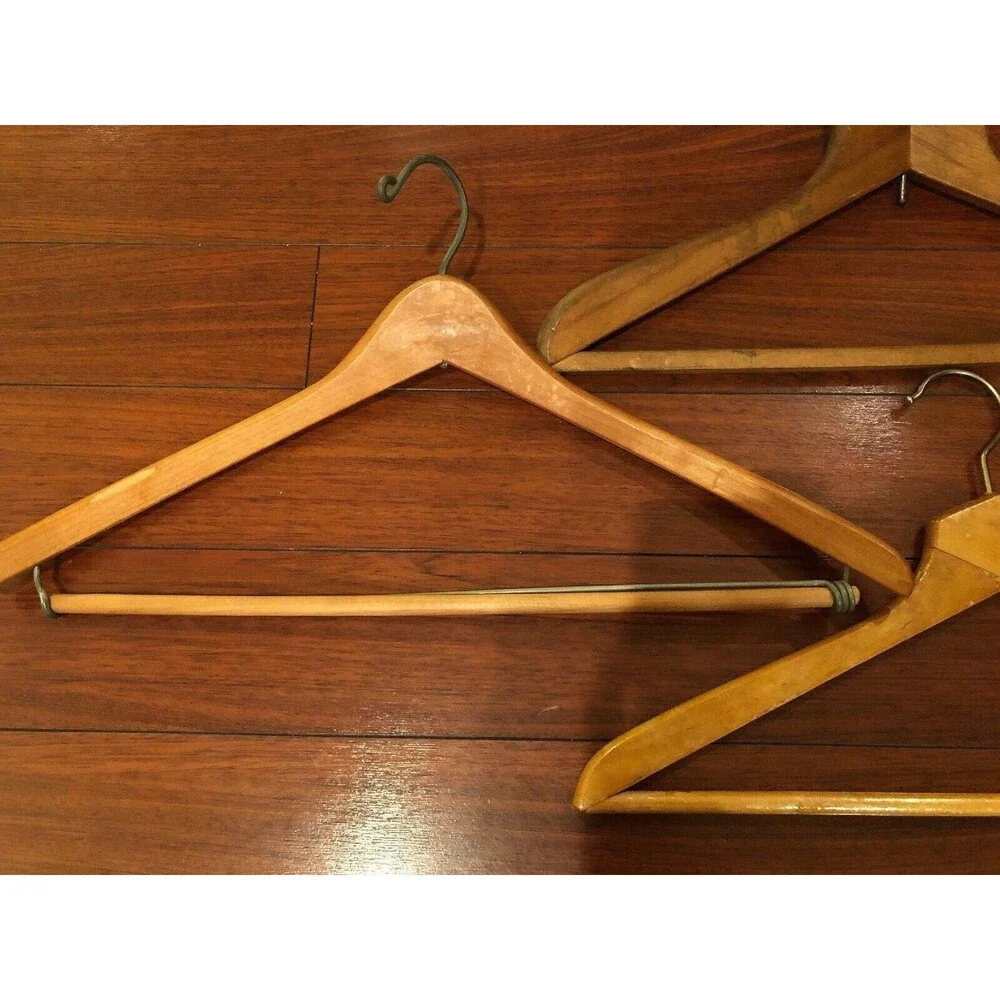 Wooden Hangers Coat Pant Jacket Suit QTY 3 - Vintage!